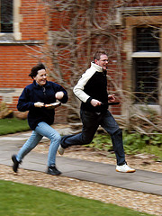 Pancake Race: http://www.flickr.com/photos/28353725@N00/43653341 Runners race with their pancakes on Shrove Tuesday.