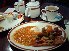 A traditional full English breakfast - complete with tea!