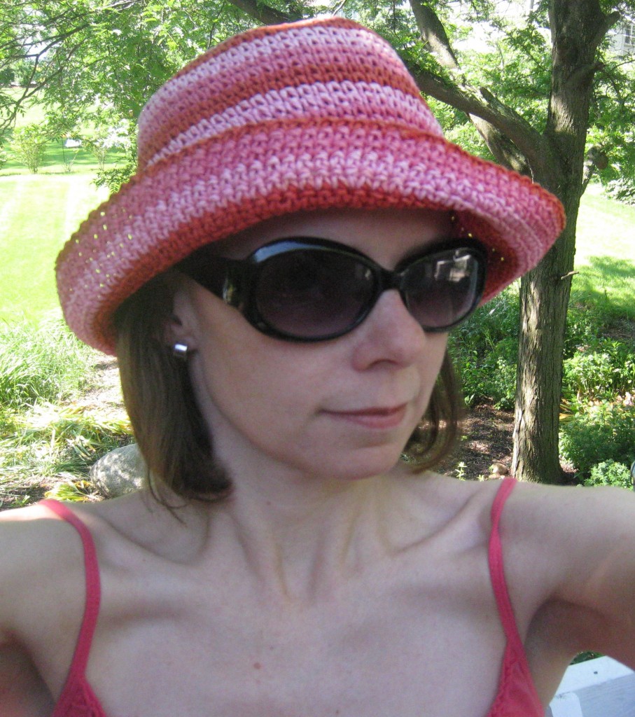 The very perky pink-striped hat kept me shaded all afternoon.