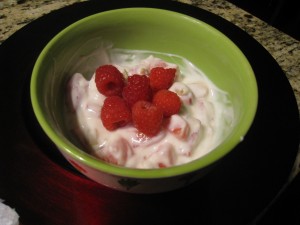 Greek yogurt with homemade granola and fresh berries - yum!
