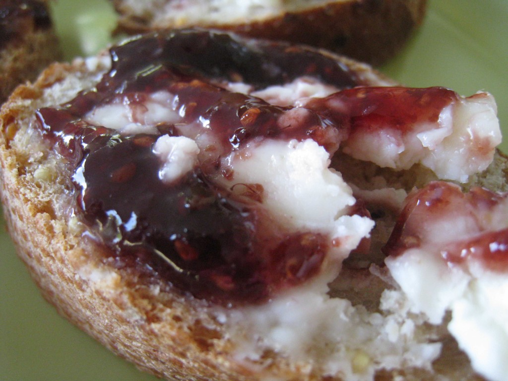 Baguette with Jam Baguette with brie and raspberry preserves