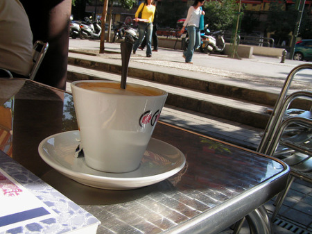 Grab a tea or coffee and people watch at a nearby cafe.