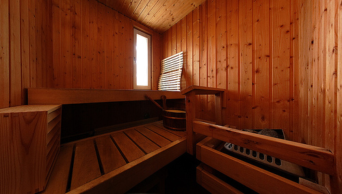 Inside Finnish sauna...