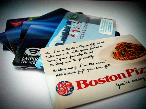 Thank heavens for restaurant gift cards!