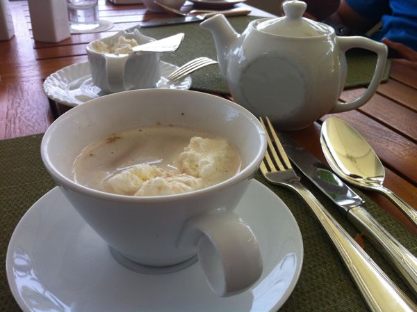 Breakfast with hot chocolate